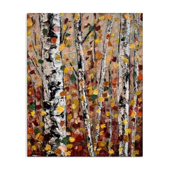 Stupell Industries Autumn Birch Trees Abstract Leaves Canvas Wall Art {1}