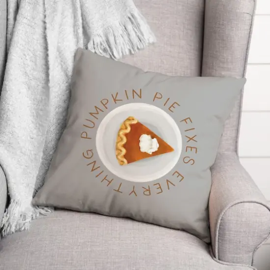 Pumpkin Pie Fixes Everything Throw Pillow {3}
