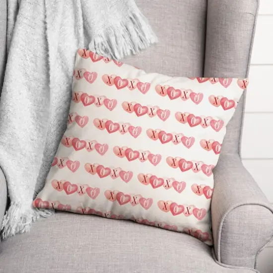 XOXO Hearts Pattern Throw Pillow {4}