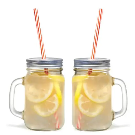 Gourmet by Starfrit 16oz. Mason Jar Mugs with Straws, 2ct. {7}