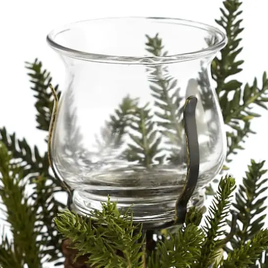 14" Poinsettia Candelabrum Artificial Arrangement {3}