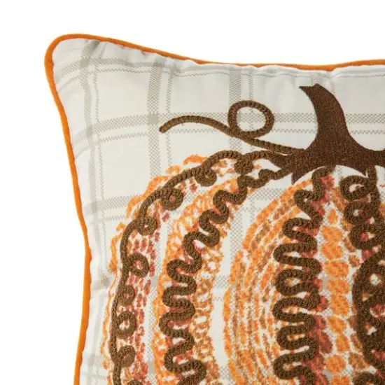 Glitzhome&reg; 18" Fall Embroidered Pumpkin Pillow Cover {6}
