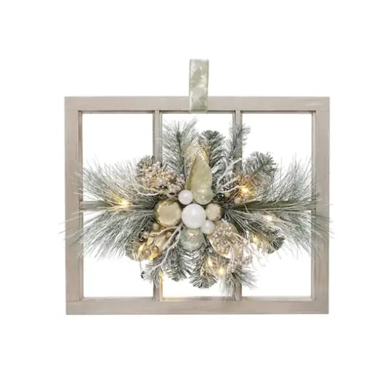 22" LED Flocked Pine, Berry & Ornament Wreath Wall D&eacute;cor by Ashland&reg; {1}