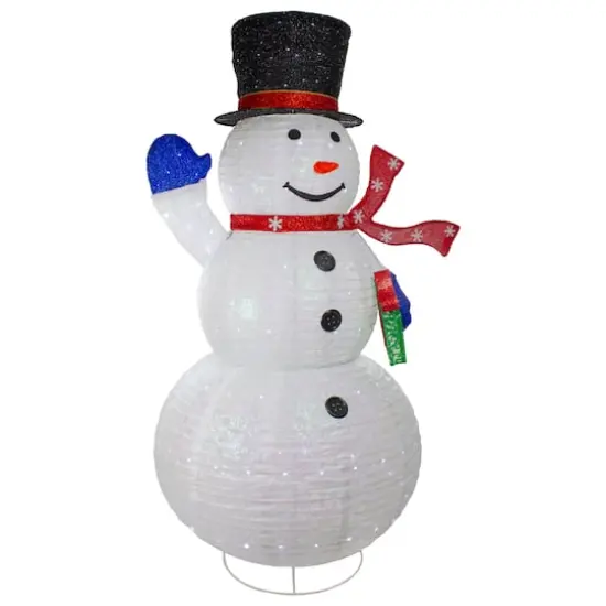 6ft. White Iridescent LED Twinkling Snowman Outdoor Christmas Décor {5}