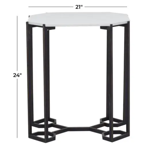 18" White Iron Contemporary Accent Table {6}
