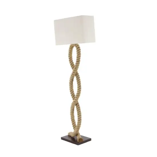 Brown Jute Rope and Iron Rustic Floor Lamp, 63" x 20" x 9" {5}