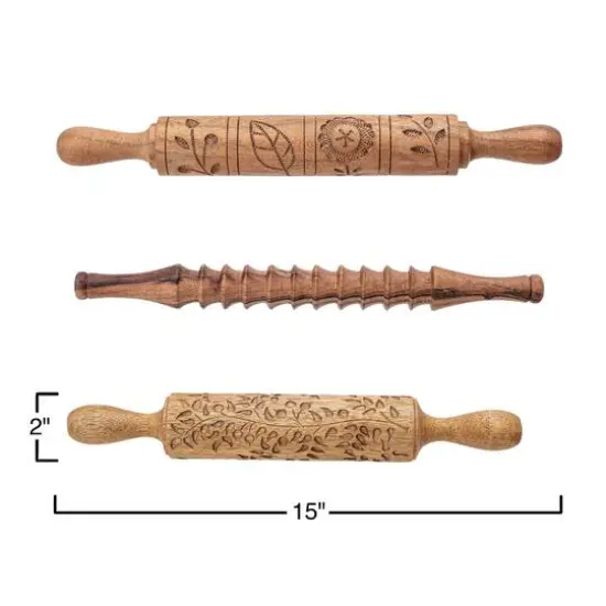 Hello Honey&reg; Hand-Carved Wood Rolling Pin Set {3}