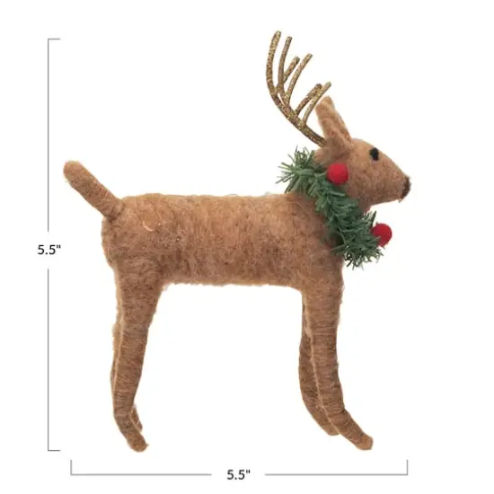 Hello Honey&reg; 5.5" Wool Felt Deer with Wreath {4}