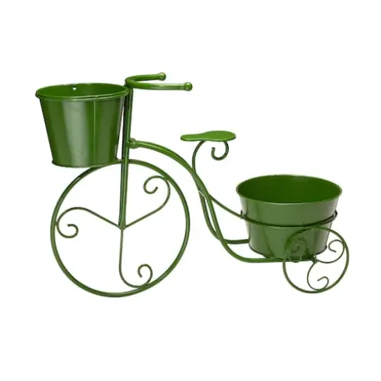 Glitzhome&reg; 21.5'' Green Metal Bicycle Plant Stand {1}