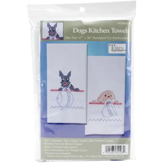 Tobin Dogs Stamped For Embroidery Kitchen Towels {3}