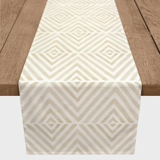 6ft. Cream Diamond Pattern Cotton Twill Table Runner {1}