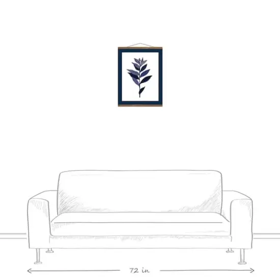 Blue Leaf Stem 16" x 20" Teak Hanging Canvas {4}