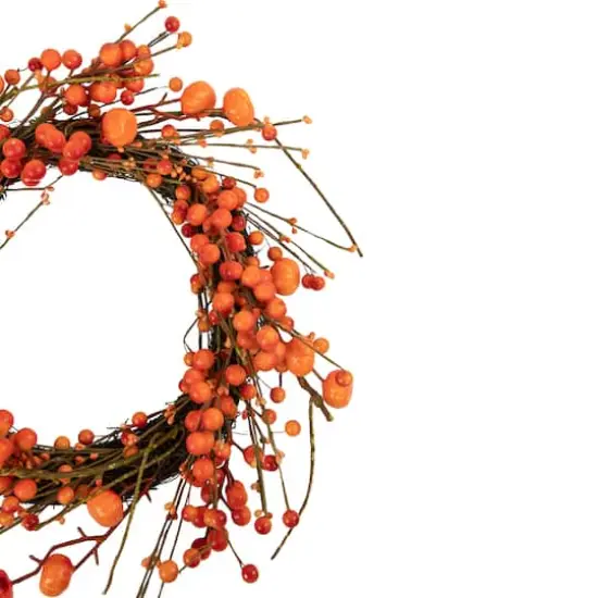 20" Red & Orange Berries with Mini Pumpkins Fall Harvest Wreath {3}