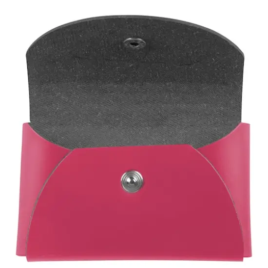 JAM Paper Italian Leather Business Card Holder Case with Round Flap Fuchsia Pink {4}