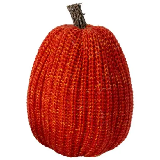 23" Orange & Yellow Pumpkin Knitted Tabletop D&eacute;cor {1}