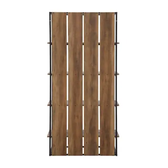 Walker Edison 64" Reclaimed Barnwood & Black Farmhouse Plank Back Bookshelf {9}