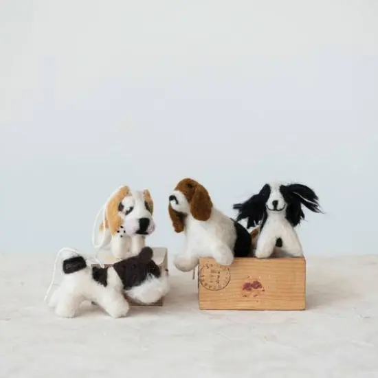 Hello Honey&reg; Handmade Wool Felt Dog Ornament Set {3}