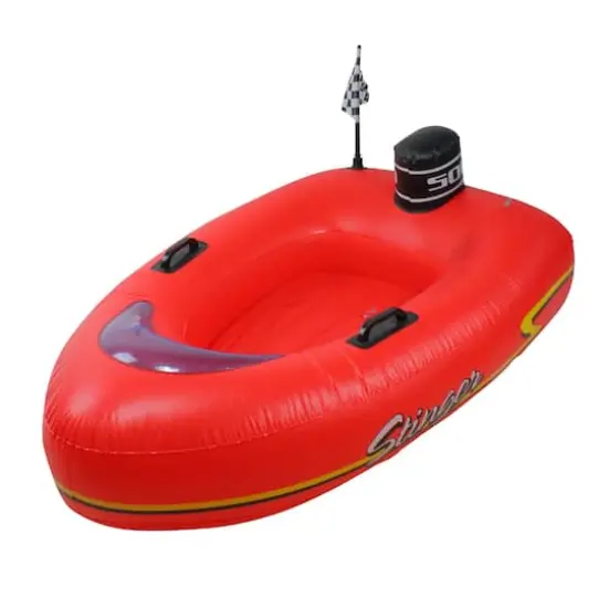 Swim Central 4ft. Inflatable Red & Black Stinger Speedboat Pool Raft {1}