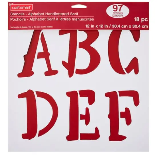 Alphabet Handlettered Serif Stencils, 12" x 12" by Craft Smart&reg; {3}