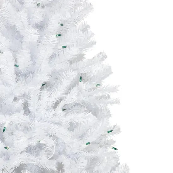 6.5ft. Pre-Lit Slim Geneva White Spruce Artificial Christmas Tree, Green Lights {4}