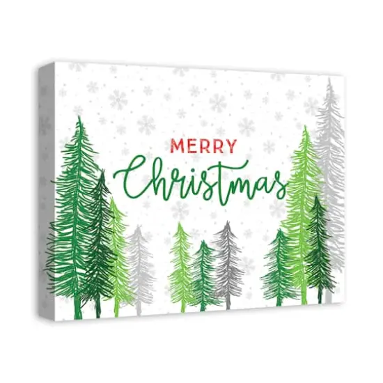 Merry Christmas Forest Canvas Wall Art {3}