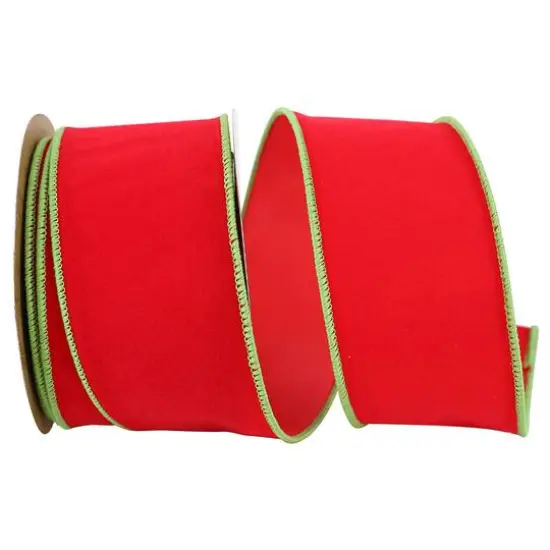 Reliant 2.5" x 10yd. Velvet Duro Domestic Wired Ribbon Red {2}