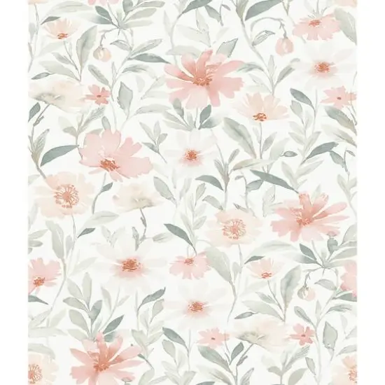 RoomMates Pink & Jade Flower Market Peel & Stick Wallpaper {1}