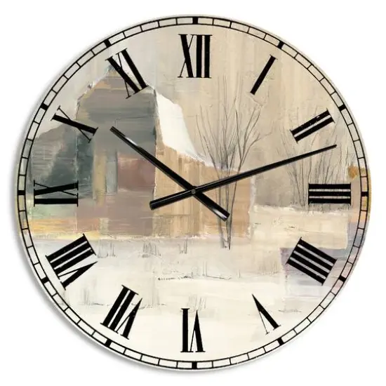 Designart Winter on the Farm House Farmhouse Wall Clock {1}