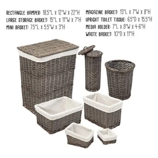 Honey Can Do 7-Piece Split Willow Woven Bathroom Storage Basket Set {12}