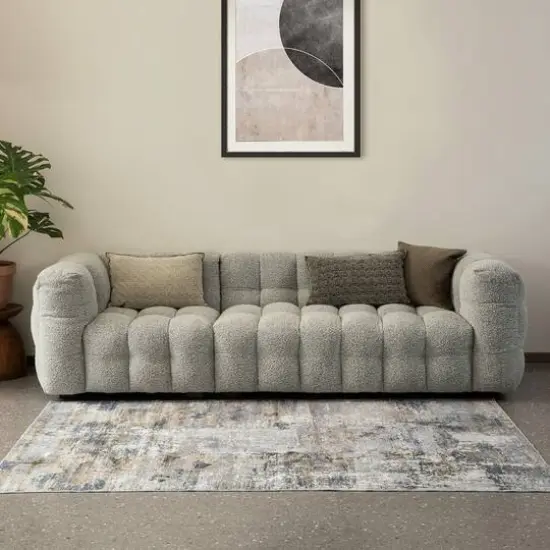 Glitzhome&reg; 5ft. x 8ft. Gray, Ivory & Tan Abstract Area Rug {4}