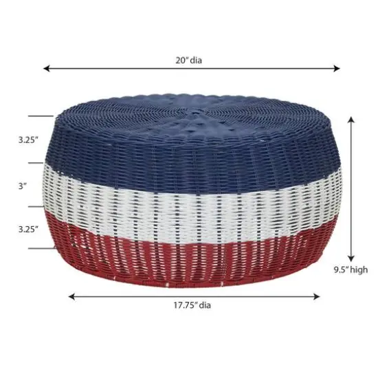 Household Essentials 9" Metal Woven Storage Ottoman Blue Stripe {4}