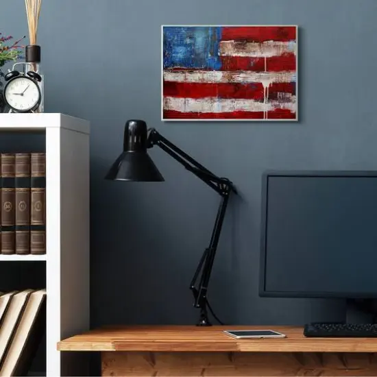 Stupell Industries Rustic United States Flag with Distressed Paint Drip Wall Plaque Art {3}