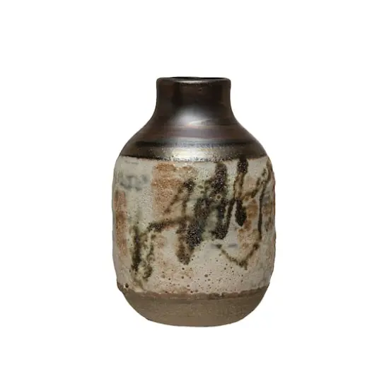 Hello Honey&reg; 6" Neutral Hand Painted Stoneware Vase {3}