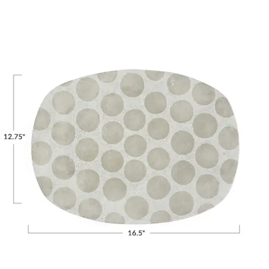 Hello Honey&reg; 16.5" Natural Decorative Terracotta Platter with Wax Relief Dots {6}
