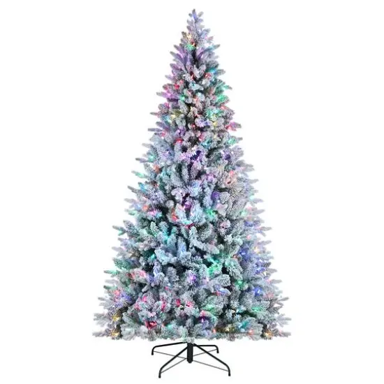 7.5ft. Pre-Lit Alexa Enabled Flocked Mountain Fir Artificial Christmas Tree, Multicolor LED Lights {9}