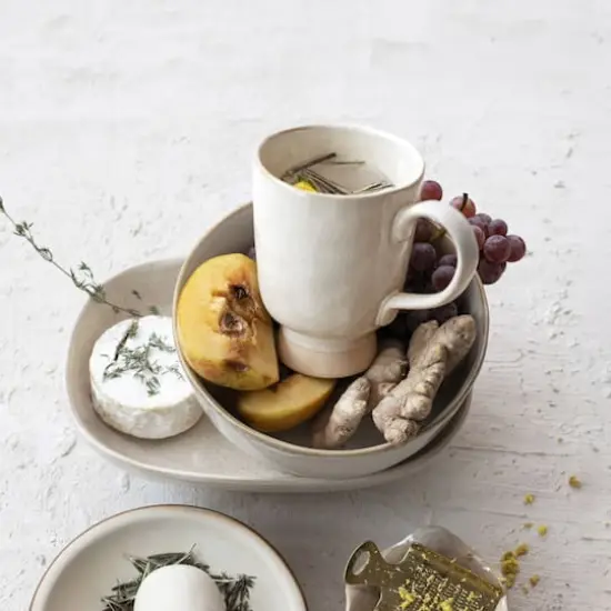 Hello Honey® 4.75" Cream Speckled Glaze Stoneware Footed Mug, 4ct. {3}