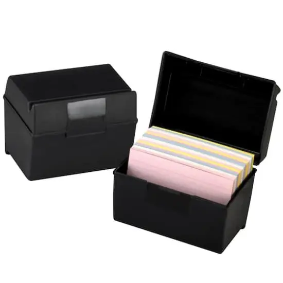 Oxford&reg; Black Plastic 4" x 6" Index Card Boxes, 3ct. {3}