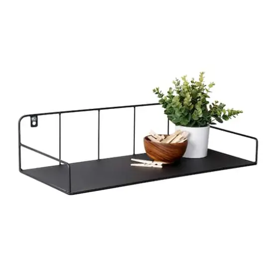 Honey Can Do Black Curved Metal Floating Shelf {1}