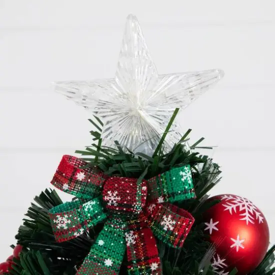 2ft. Pre-Lit Fir Artificial Christmas Tree in Planter, White Optic Fiber Lights {5}