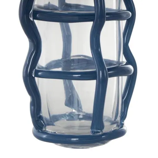 Blue Recycled Glass Vase with Glass Framing {7}