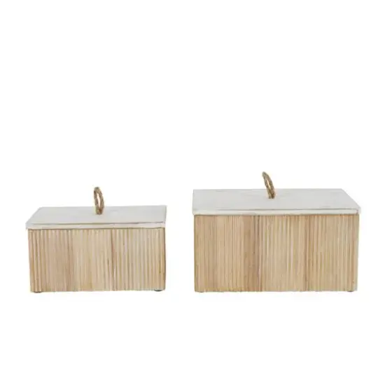 Cream Ribbed Storage Decorative Box Set with White Lids {4}