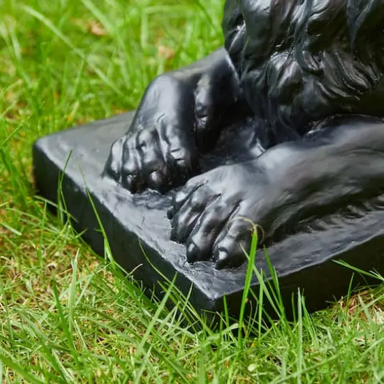 Glitzhome&reg; 22" Lying Guardian Lion Statue Black {6}