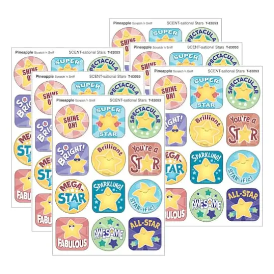 TREND Enterprises&reg; SCENT-sational Stars, Pineapple Scent Scratch 'n Sniff Stinky Stickers&reg;, 6 Packs of 48 {1}