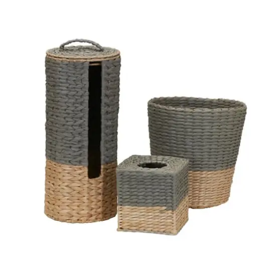 Household Essentials Wicker Bathroom Accessories Set Gray {1}