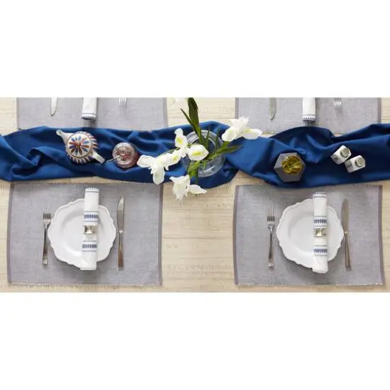 DII&reg; 2-Tone Ribbed Placemats, 6ct. Gray and white {11}