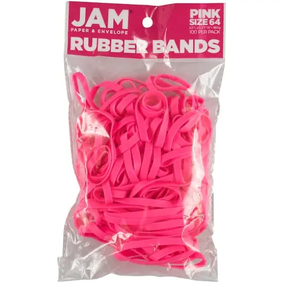 JAM Paper Size 64 Rubber Bands, 100ct. Pink {4}