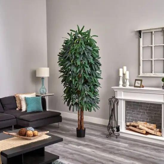 7ft. Potted Raphis Silk Palm Tree {4}