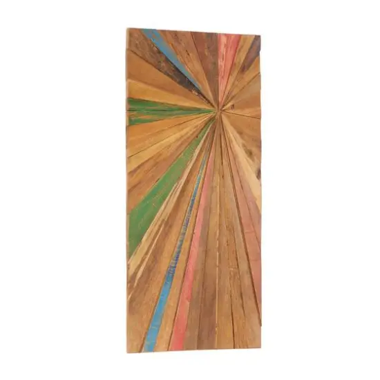 39" Brown Rustic Abstract Teak Wood Wall Decor {4}