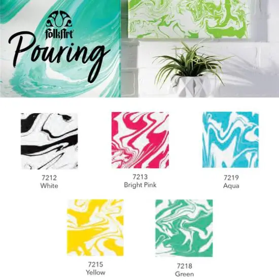 FolkArt&reg; Acrylic Pre-Mixed Pouring Craft Paint 5 Color Set {3}