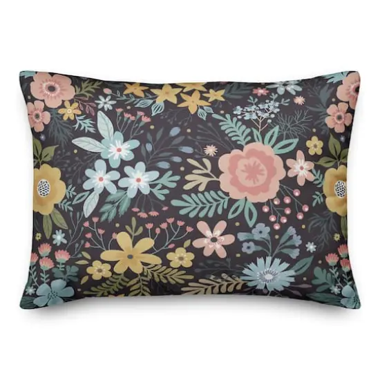Bright Floral Pattern Throw Pillow {1}